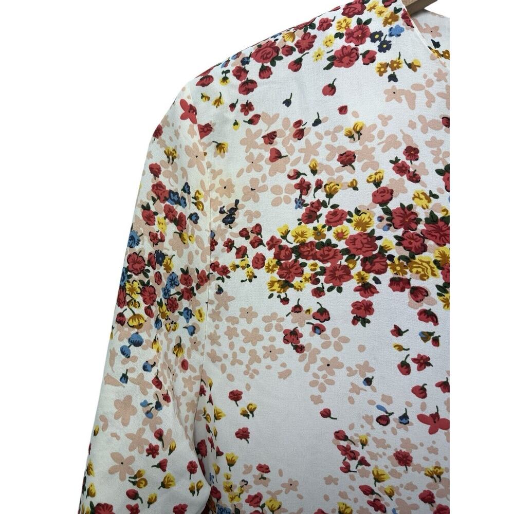 MDRN Balfour Pleated Floral Dress Long Sleeve Drop Waist Tea Length Roses Small - Picture 4 of 10